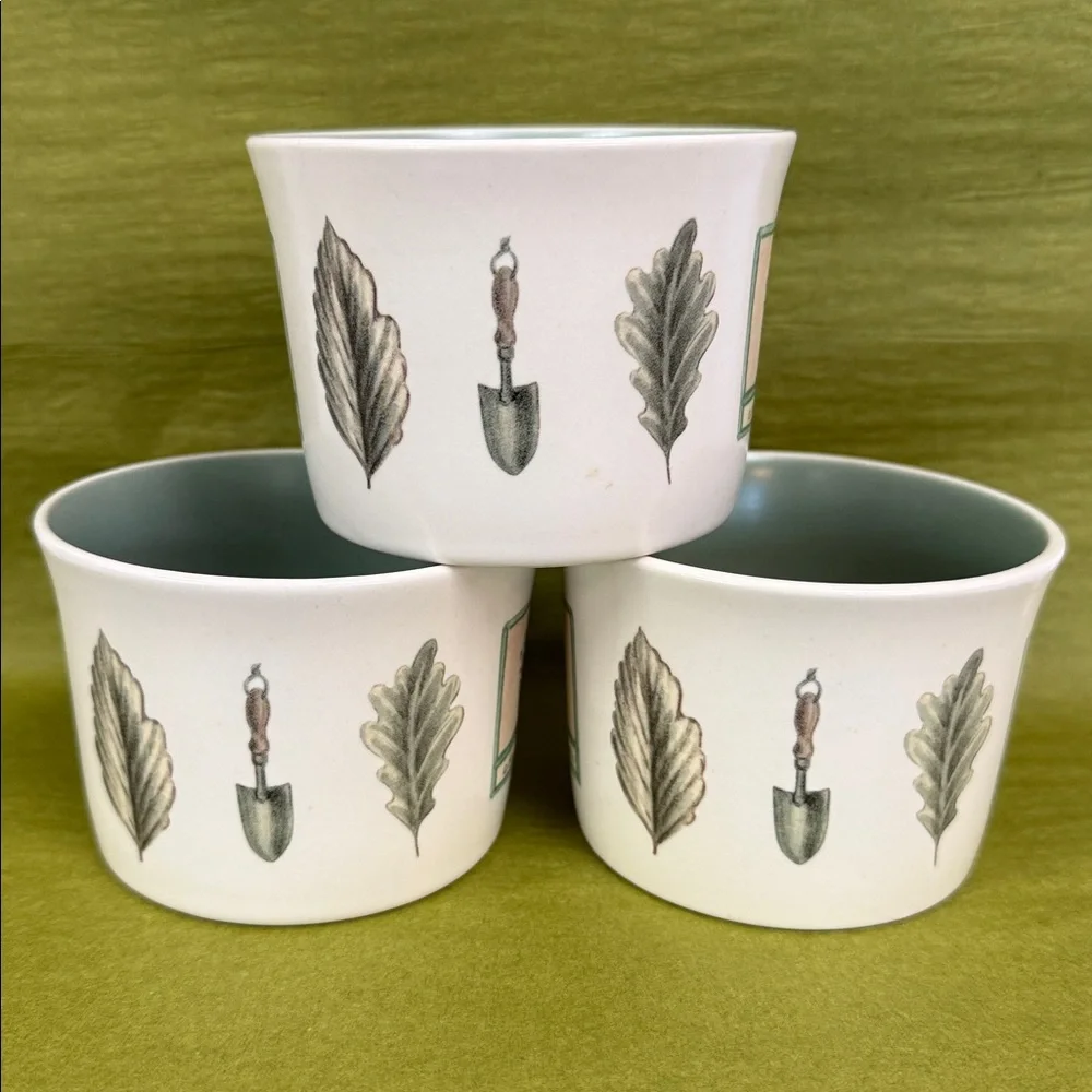 Vintage Pfaltzgraff Naturewood 12oz Coffee Mugs Botanical Herb Design Set of 3
